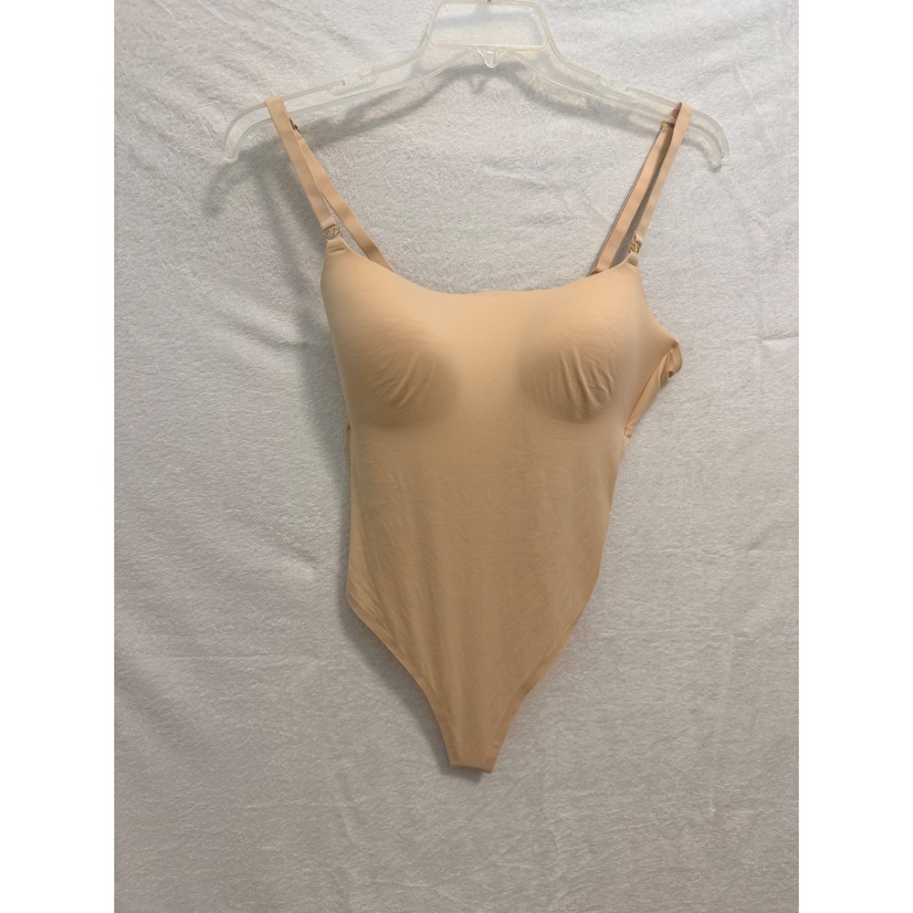 Victoria's Secret Beige Molded Cup Thong Bodysuit Gold V Hardware XXL